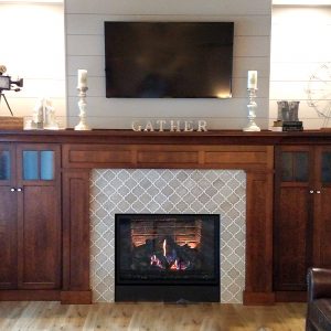 fireplace built into a mantel in a home